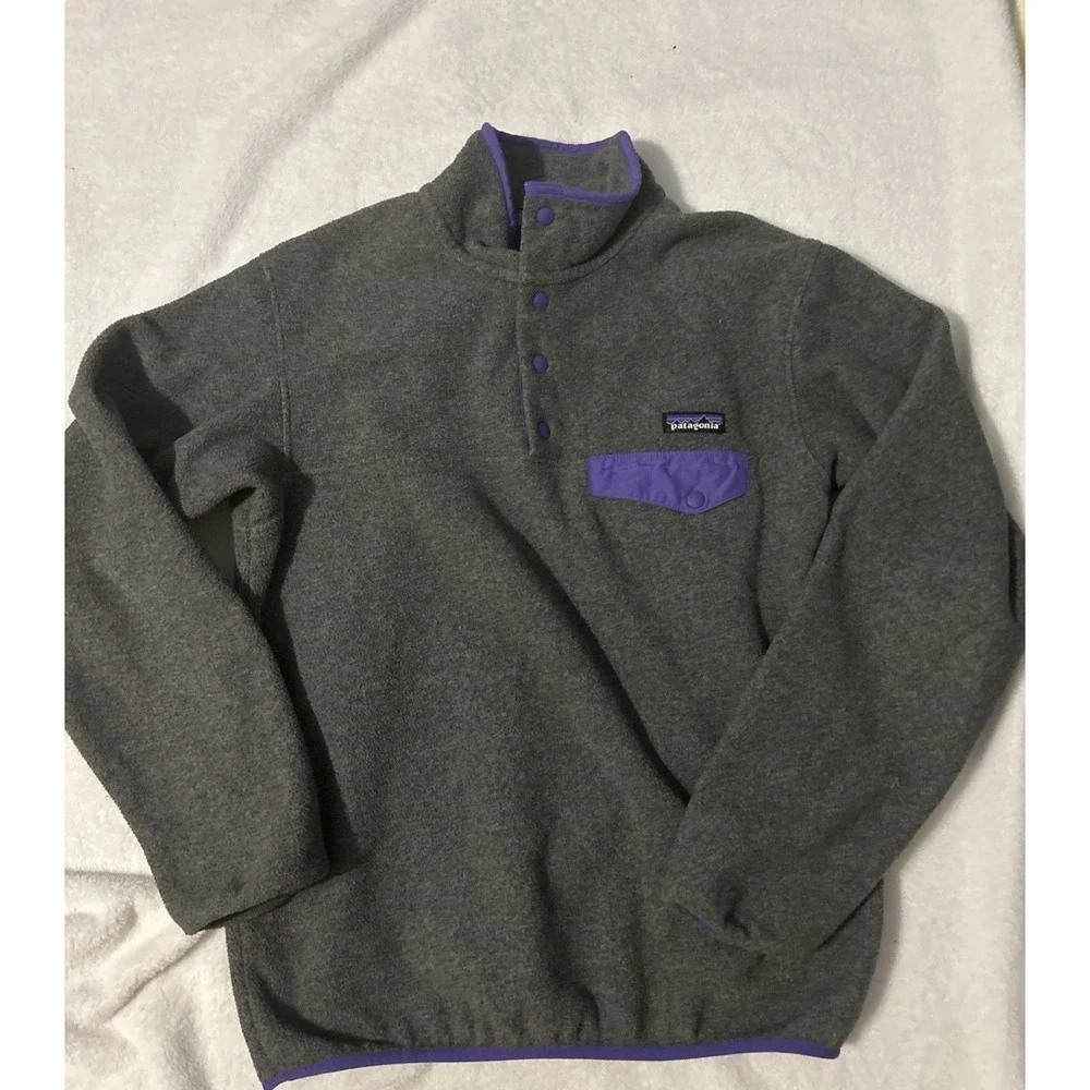 Patagonia Pullover Womens M Gray Purple Synchilla Snap-T Fleece - Picture 2 of 8